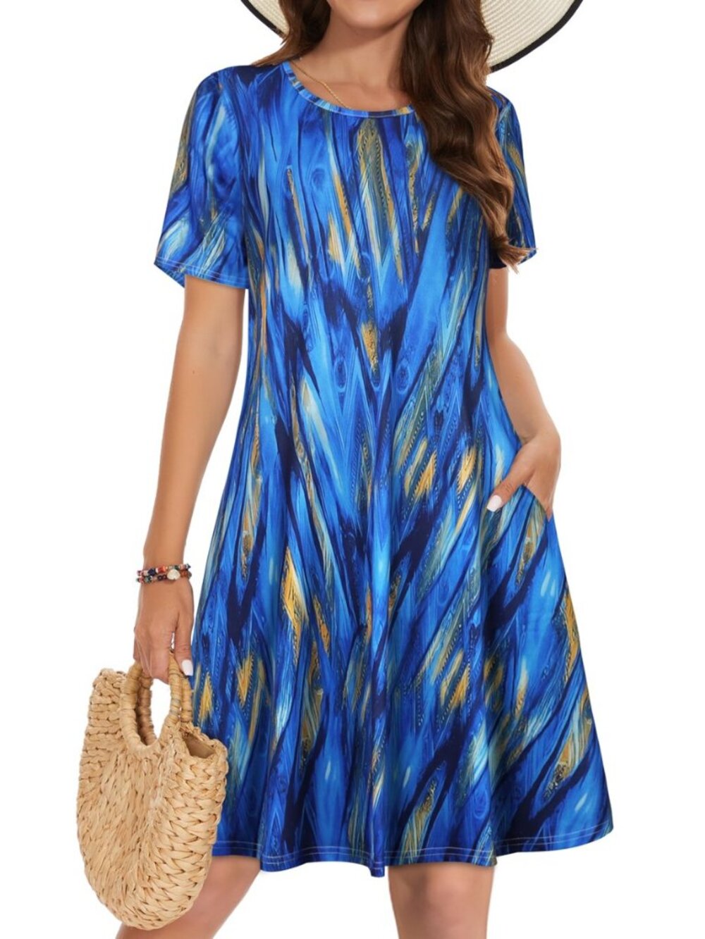 Summer Dresses for Women Casual Tshirt Dress Beach Sundress with Pockets